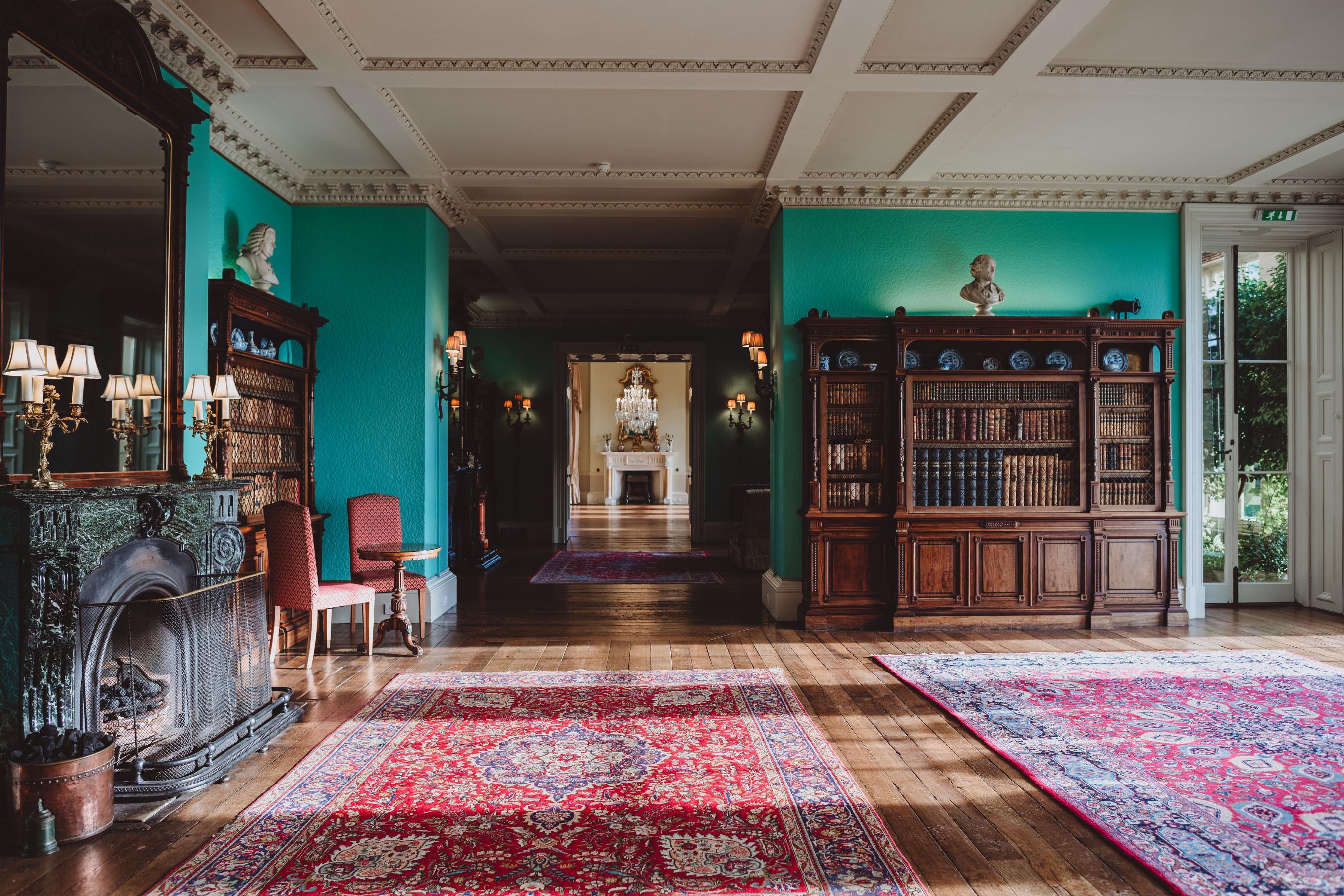 drawing room in the historic manor house at Prestwold Hall